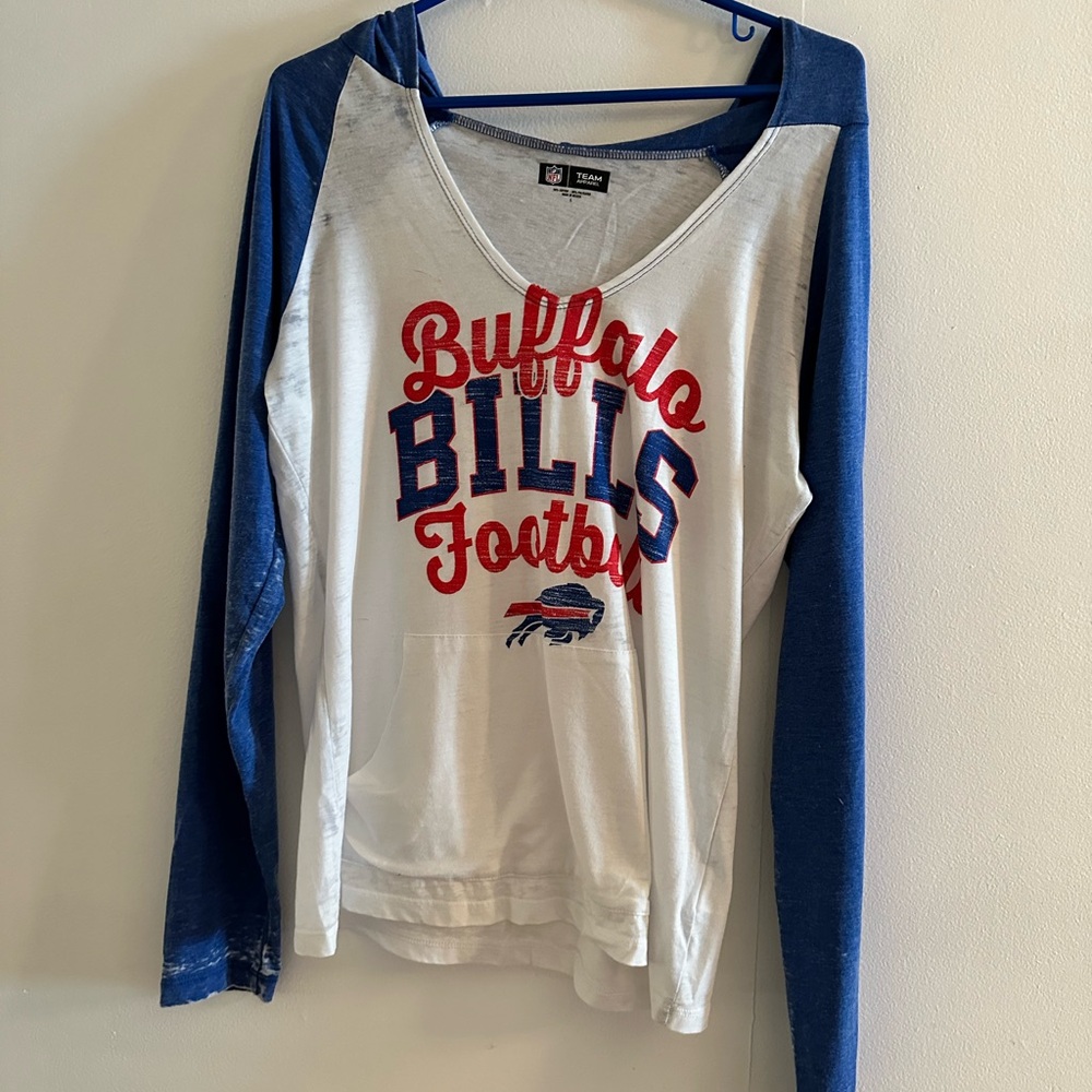 buffalo bills tee shirt . It does have a hoodie. Size large